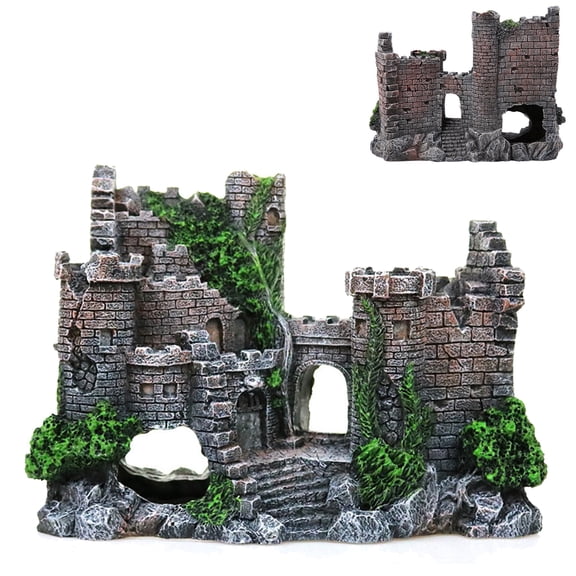 Underwater Castle Aquarium Ornament - Resin Fish Tank Decoration with Cave Shelter for Shrimp and Fish