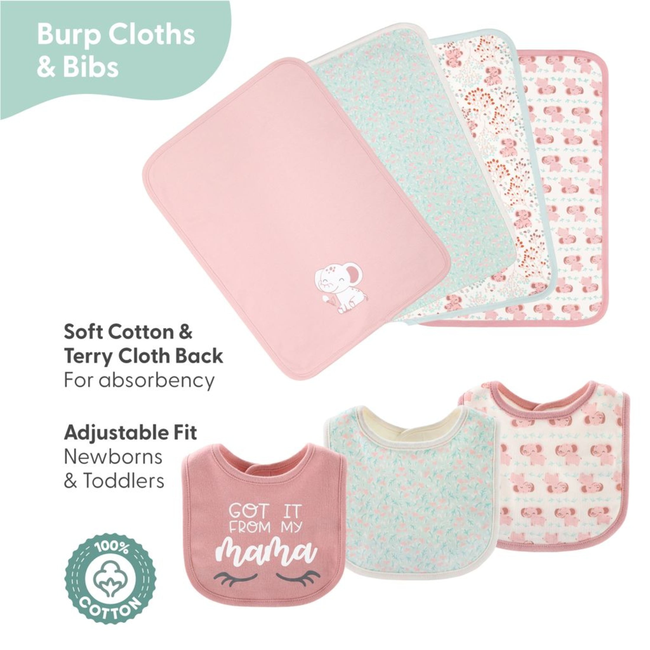 The Peanutshell Newborn Layette Gift Set, Pink Floral Elephant, 30 Essential Pieces, 0-3 Months