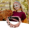 thumbnail image 3 of Unique Bargains 1 Pcs Women Knotted Headbands Fashion Wide Faux Pearl Bead Headband Hair Accessories Pink, 3 of 7