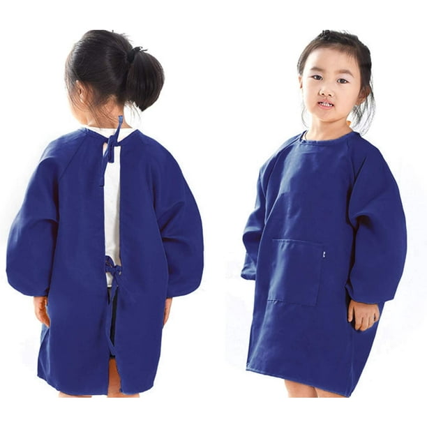 Delantal De Pintura Para Niños 6-12 Años - Bata Mangas Largas Impermeable, Ajustable, Con Bolsillos