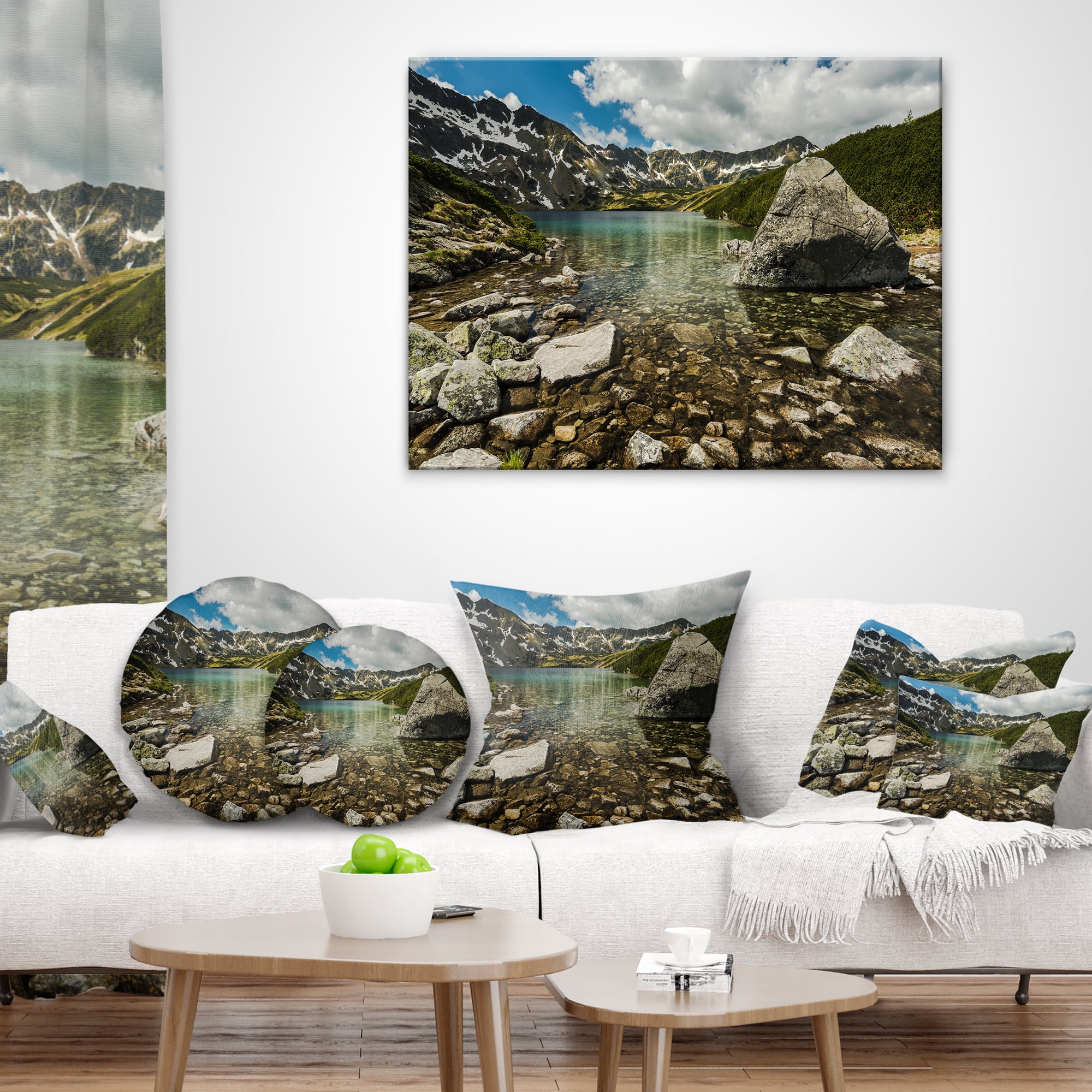 Designart Pond in Five Lakes Valley - Landscape Printed Throw Pillow - 18x18