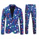 thumbnail image 3 of Traje de negocios informal navideño para hombre, 2 piezas, chaqueta de un botón, pantalones, feo y divertido conjunto con estampado de muñeco de nieve y alce navideño para hombre, 3 of 5