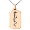 thumbnail image 4 of Stainless Steel Rod of Asclepius Engraved Small Rectangle Dog Tag Charm Pendant Necklace, 4 of 4