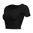 thumbnail image 4 of cfhntfmh Womens Workout Crop Tops Comfy Yoga Scoop Neck Short Sleeve Shirt Fitting Athletic Tunics with Bra Pads, 4 of 4
