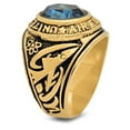 thumbnail image 2 of Large 15mm 14k Gold Plated Simulated Sapphire Blue CZ Military Ring, Size 6.5, 2 of 7