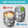 thumbnail image 4 of 12oz Stemless Wine Tumblers Black White Skull Stack Pattern Vacuum Insulated Stainless Steel Travel Tumbler Cups Mug with Lid and Straw for Champaign,Cocktail,Beer with Cleaning Brush, 4 of 5