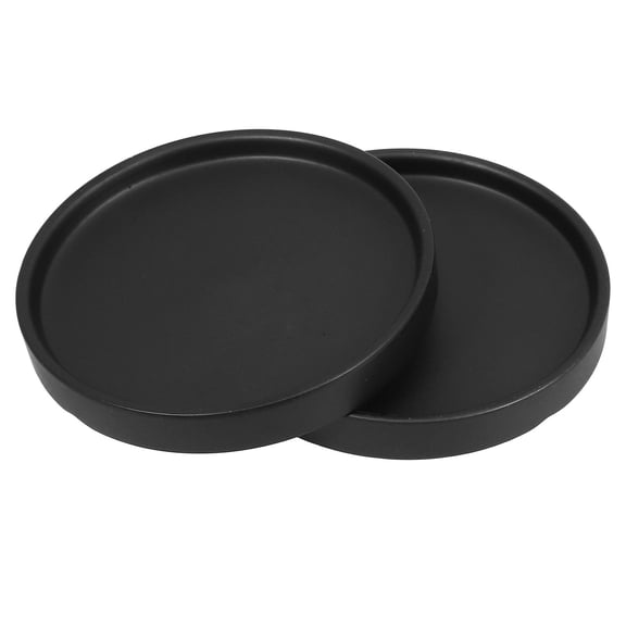 HEANUJJ 2Pcs Black Ceramic Plant Trays for Pots Indoor Use Collects Water and Soil Spills