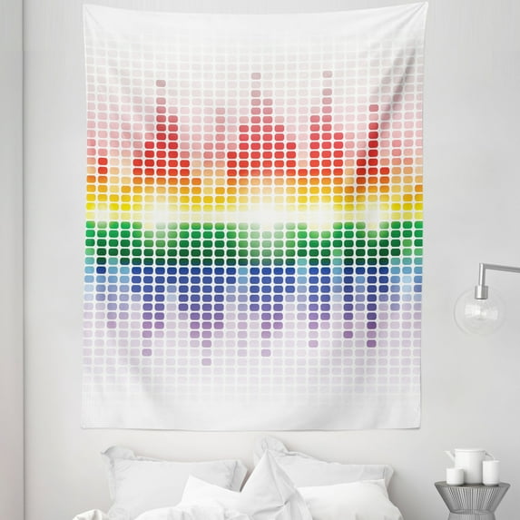 Music Tapestry, Rainbow Digital Style Equalizer Amplifier Recording Equipment Night Club Disco Theme, Fabric Wall Hanging Decor for Bedroom Living Room Dorm, 5 Sizes, Multicolor, by Ambesonne