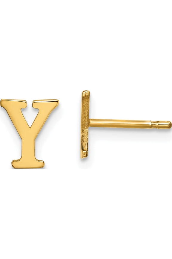 Ss/Gold Plated Sterling Silver Gold-Plated Letter Y Initial Post Earrings Made In United States xne46gp/y