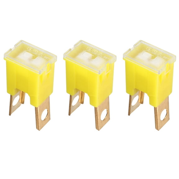 Uxcell 3pcs Cartridge Fuse, 32VDC 60A Male Terminal Automotive Assortment J Case Fuse for Car, Truck, RV, Boats, Yellow