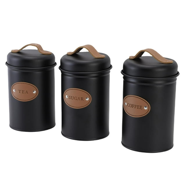 Kitchen Canister Set, 3PCS Kitchen Food Jars with Lids & Handle, Food Sealing Storage Container for Candy Tea Coffee Storage Canister, Tea Coffee Sugar Canister Set