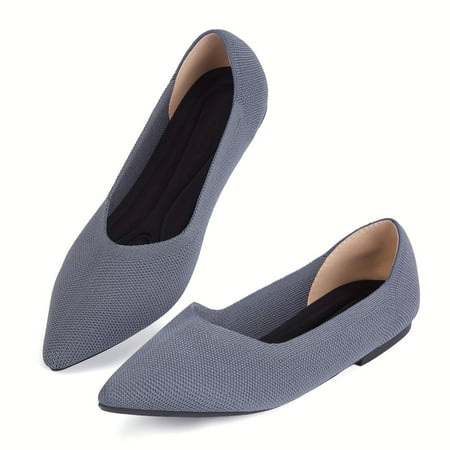 KINODAY Pointed Toe Womens Flat Shoes Knitted Super Soft Comfortable Flat Shoes Ballet Shoes Formal Shoes