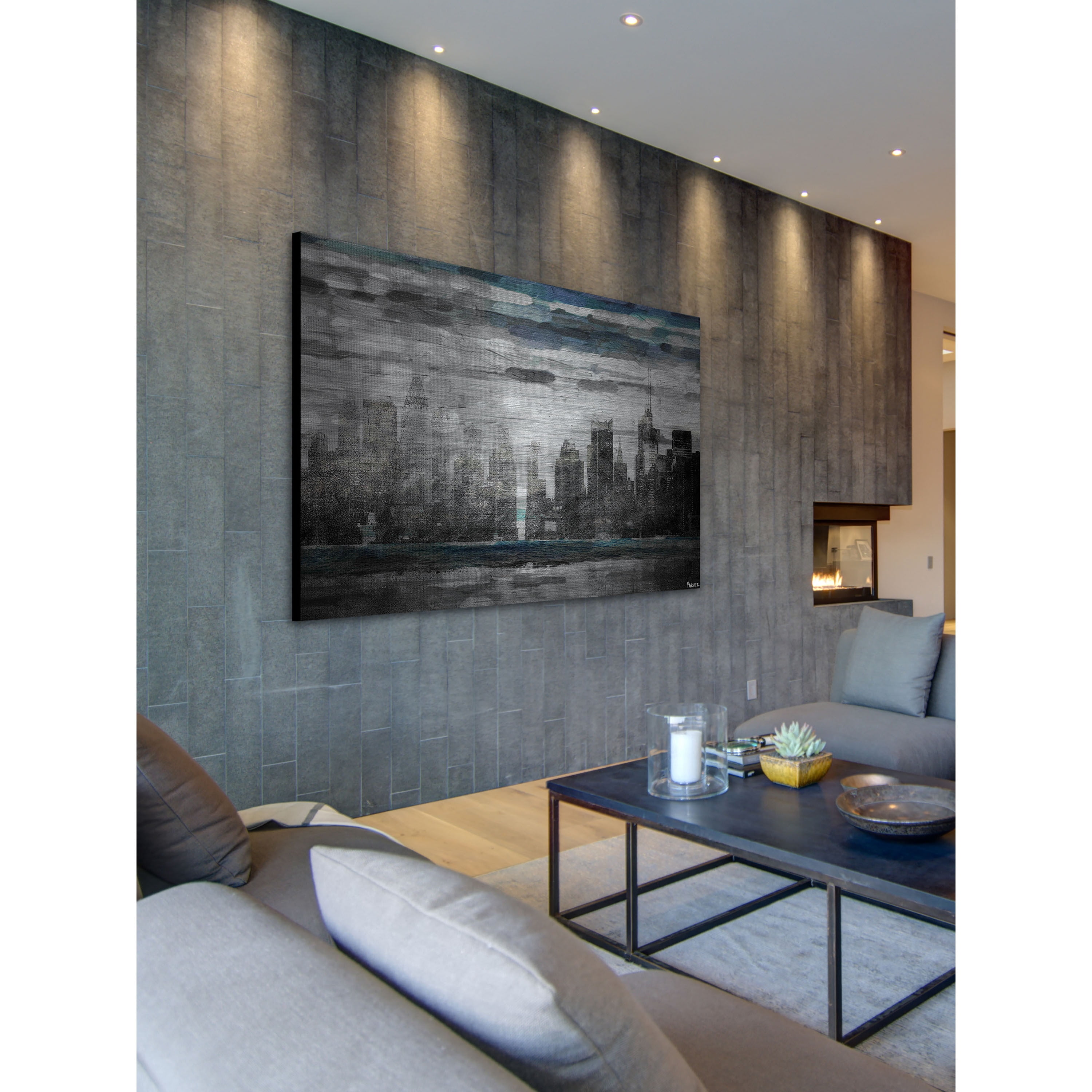Parvez Taj  'Sunset in NYC' Painting Print on Brushed Aluminum 45 x 30