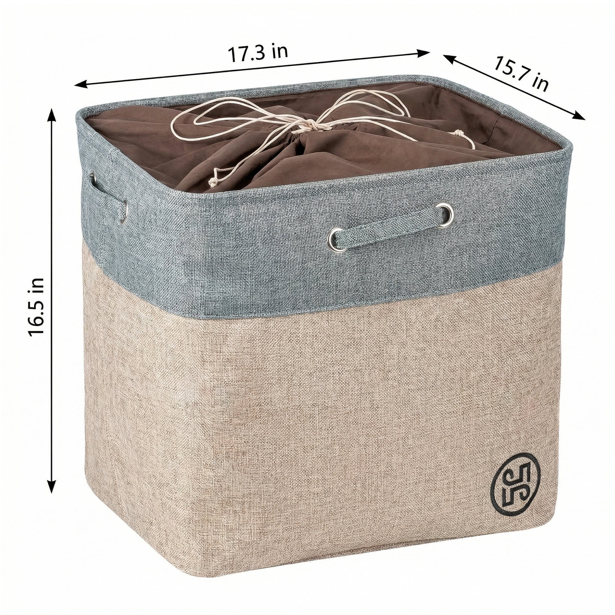 Unique Bargains Fabric Storage Bin with Handles Grey 17.3*15.7*16.5in