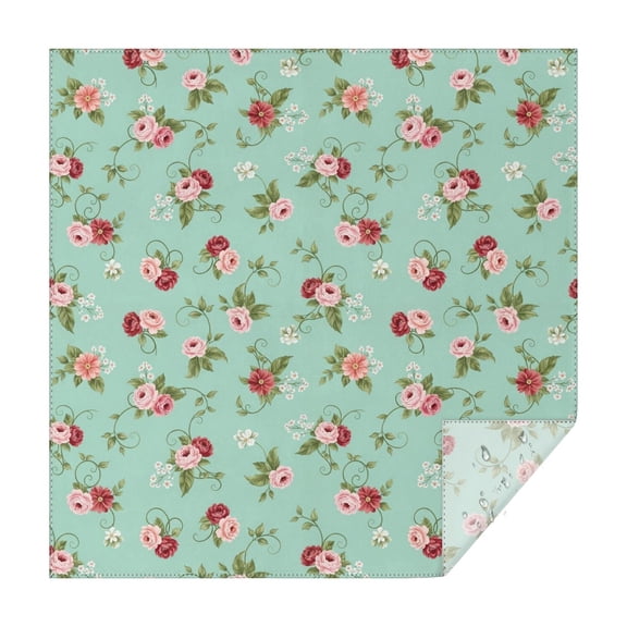 Pioneer Flower Floral Print Pattern Square Tablecloth, Waterproof Wipeable Spillproof Washable Table Cover for Home Kitchen Party Decor, 42"x42"
