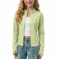 thumbnail image 3 of Mitankcoo Girls Mock Neck Zip Up Jacket Slim Long Sleeve Athletic Coat with Thumb Holes Lightweight Casual Outerwear 3-15Y, 3 of 7
