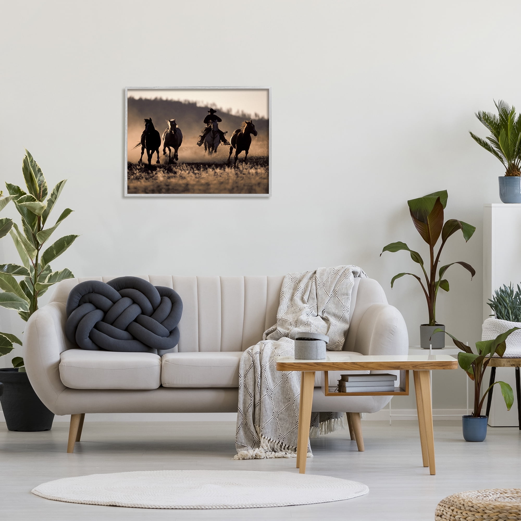 Stupell Industries Southwestern Cowboy at Sunset Animals & Insects Photography Gray Framed Art Print Wall Art, 30 x 24