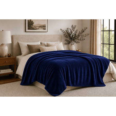mainstays super soft plush blanket, dark blue, king, adult/teen