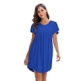 thumbnail image 5 of FEREMO Women Plus Size Nightgowns 2pc Short Sleeve Sleepwear Comfy Loose Sleepshirt with Pockets, 5 of 6