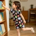 thumbnail image 6 of oelaio Girls Summer Outfits Cute Flower Printed 2 Piece Clothes Short Sleeve T-Shirts and Elastic Waist Shorts Kids Casual Lounge Pajama Sets Black 18-24 Months, 6 of 7