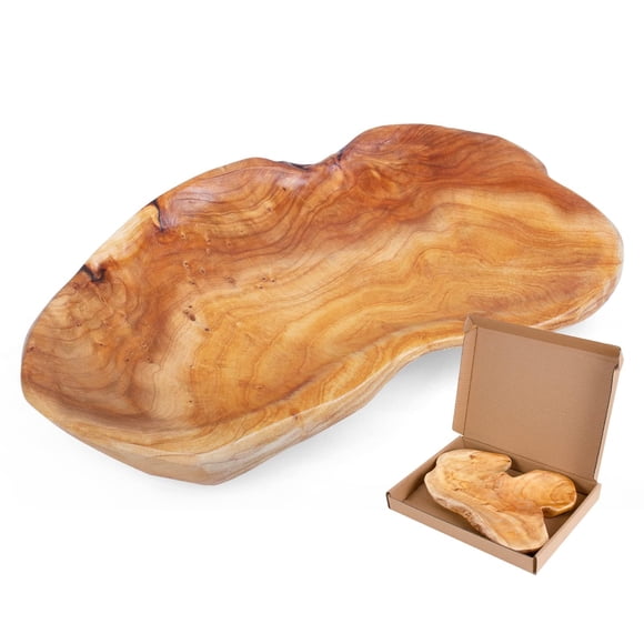 Frutero de madera BTEOBFY de madera natural hecho a mano 28-33 cm