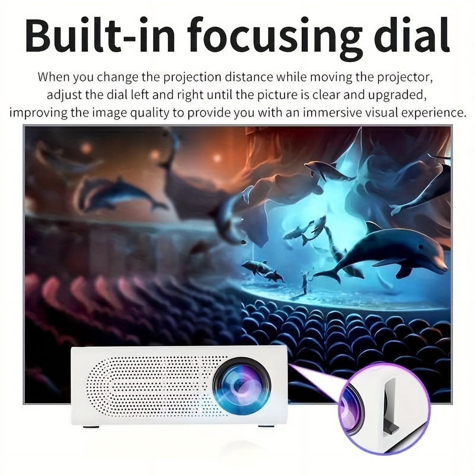 Portable Mini Projector, 1080P 4K Full HD Horizontal Correction, 120 Inch Display Smart Film And Television Projector Compatible With Phone/computer/TV Stick/HDMI/USB/Audio.(White)