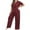 Wine, variant on cfhntfmh Pajamas Sets for Women Button down Short Sleeve V Neck Shirt and Wide Leg Pants Soft Lounge Sets Plus Size Xl to 4Xl