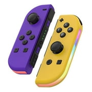 Switch Wireless Controllers with LED Light Replacement Wireless Gamepad Joy-con Dual Vibration (Purple&Yellow)