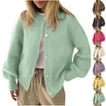 thumbnail image 2 of Lantern Sleeve Sweater Cardigans for Women Elegant Open Front Button Down Knitted Jackets Cozy Loose Outerwear, 2 of 7