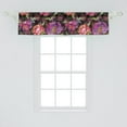 thumbnail image 2 of Floral Window Valance, Watercolor Design Colorful Peony Flowers on Black Background Spring Vibes, Curtain Valance for Kitchen Bedroom with Rod Pocket, 54" X 18", Purple Pink Salmon, by Ambesonne, 2 of 2