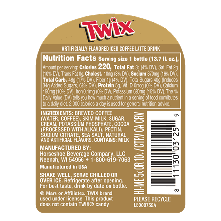 Victor Allen's Coffee Twix Iced Coffee Latte, Ready to Drink, 13.7 oz Bottles