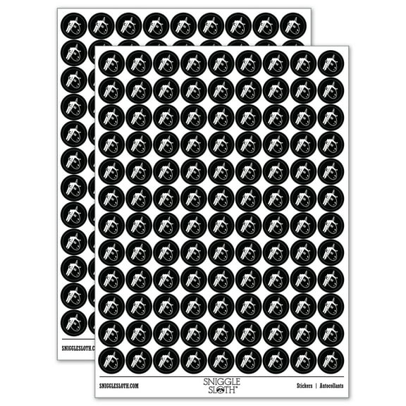 Adorable Unicorn Face Doodle 200 Round Stickers - Black - Gloss Finish - 0.50" Size