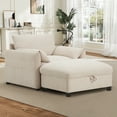 thumbnail image 2 of Muumblus Accent Chair with Storage Ottoman, Indoor Chaise Lounge Armchair with USB & Phone Stand, Beige Chenille, 2 of 11