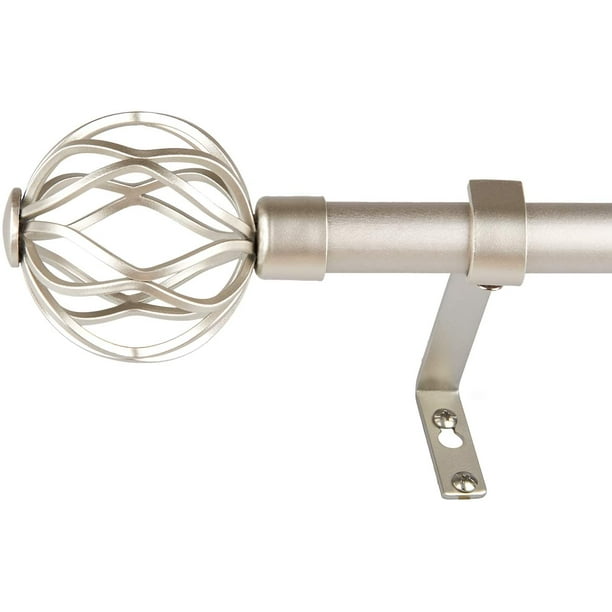 3/4Inch Diameter Decorative Single Window Curtain Rod with Round Twisted Cage Finials, 66120