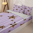 thumbnail image 3 of Erosebridal Cute Cheetah Pattern Stars Zipper Twin Comforter Sets with Fitted Sheet and 2 Pillowcases,Classic Leopard Print Zipper Bedding Set For Girls,Light Gray Reversible,4 Pieces, 3 of 7