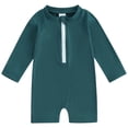 thumbnail image 1 of Zshosam Baby Girl Swimsuit Infant Baby Girl Swimsuit Long Sleeve Rash Guard One Piece Swimwear with Hat Ruffle Bathing Suit with Zipper Size 2T 3T,(Green 2-3 Years), 1 of 5