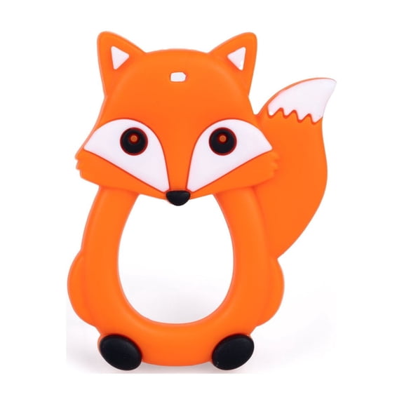 GiliGums Fox Silicone Baby Teether with Textured Dots and Easy Grip Ring for Ages 3-36 Months