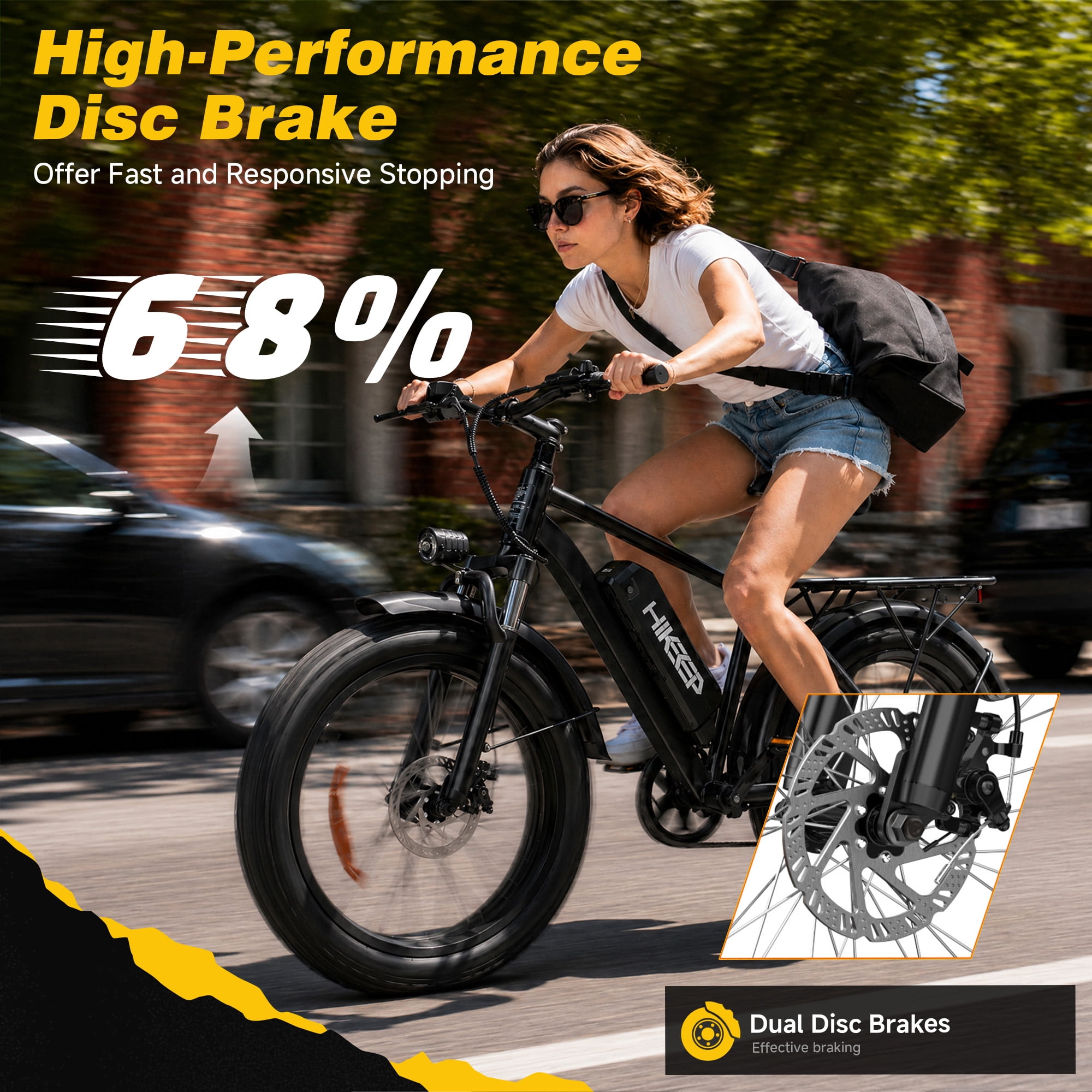HiKeep 26" Electric Bike for Adults 1500W Peak, 48V 15.6Ah Removable Battery, 30MPH Electric Bicycle, 26x4" Fat Tire Mountain Ebike, Shimano 7 Speed, UL2849, Black