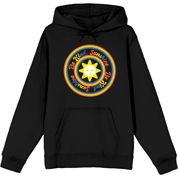 Pride "Be Kind Sunshine" Adult Black Long Sleeve Hoodie-Medium
