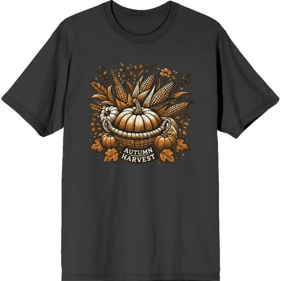 Autumn Harvest Adult Charcoal Crew Neck Short Sleeve Tee-Medium