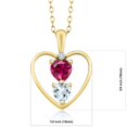 thumbnail image 2 of 18K Yellow Gold Plated Silver Red Created Ruby Sky Blue Aquamarine and Lab Grown Diamond Pendant Necklace for Women (0.86 Cttw, Gemstone Birthstone, Heart 5MM and 4MM, with 18 inch Silver Chain), 2 of 3