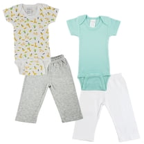 Bambini Mix N Match Short Sleeve Bodysuits & Track Sweatpants Outfit Sets, 4pc (Baby Boys or Baby Girls, Unisex)