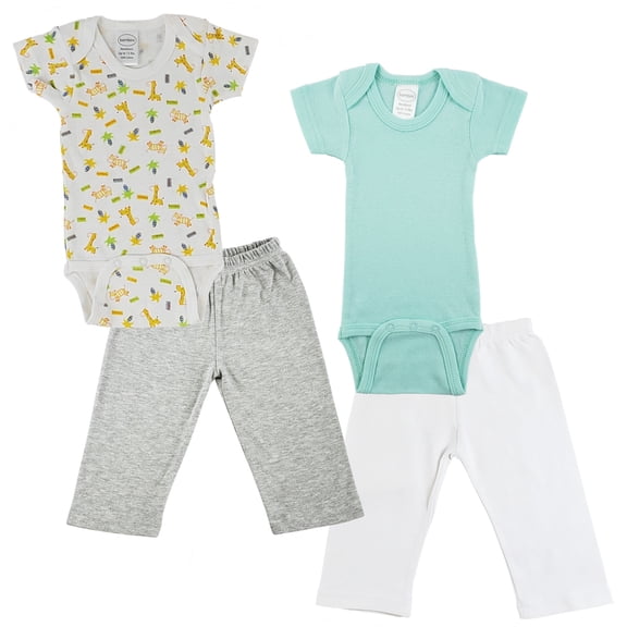 Bambini Mix N Match Short Sleeve Bodysuits & Track Sweatpants Outfit Sets, 4pc (Baby Boys or Baby Girls, Unisex)
