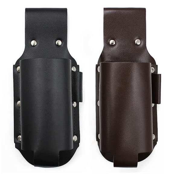 2 pack Beer Holster Classic - Leather, Beer Belt Climbing Beverage Holster Holder Portable(black brown)