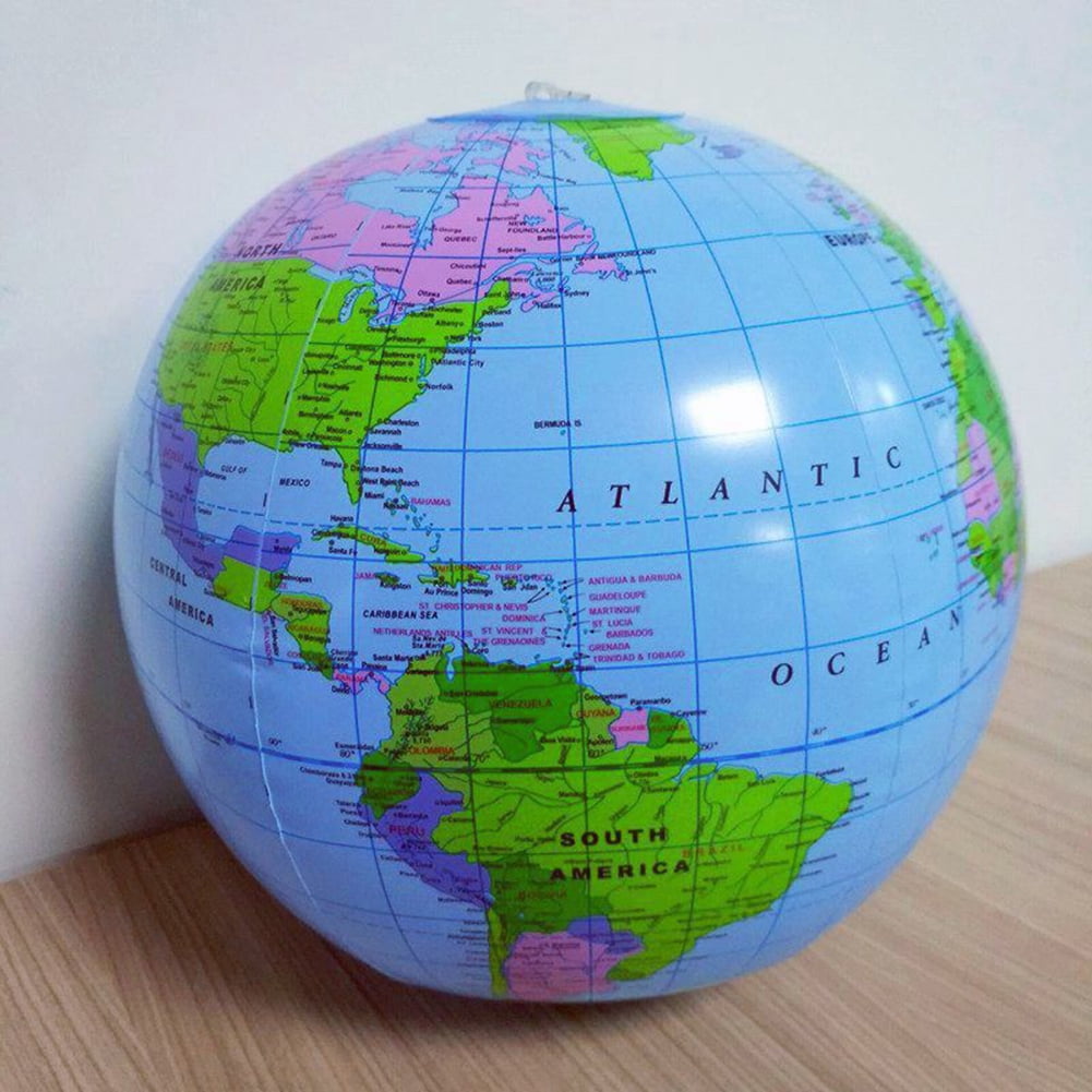 Details about   Inflatable Globe Transparent Colorful World Map Earth Educational Geography Toy 