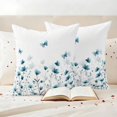 thumbnail image 3 of Turquoise Floral Butterfly Outdoor Waterproof Pillow Covers, Spring Rustic Botanical Flowers Decorative Square Throw Pillowcase Sofa Cushion Sham for Patio/Couch/Chair, 20"x20" 2 Pack, 3 of 8
