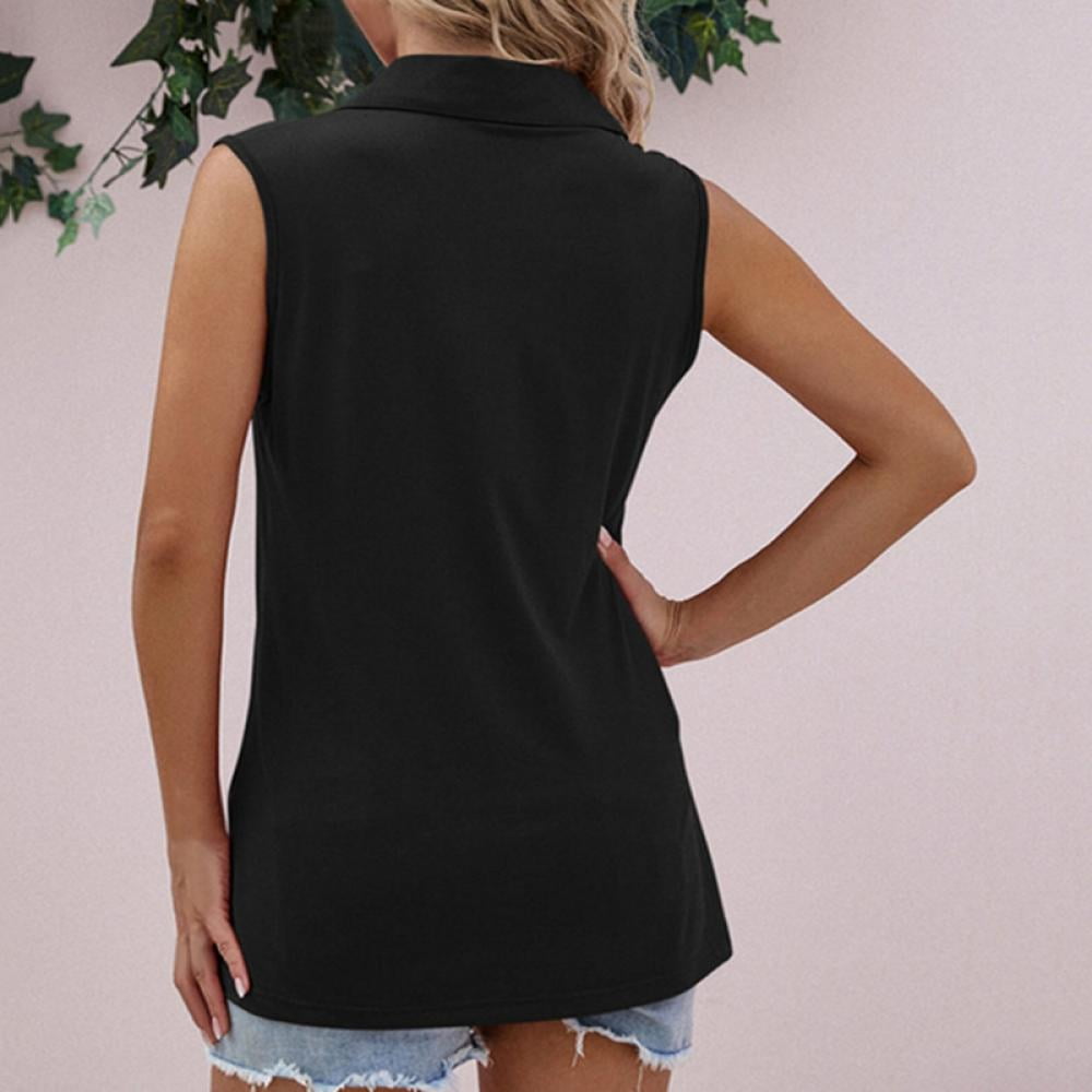 GOTOTOP Women Shirts and Blouses Ladies Casual Sleeveless Tank Tops Turn  Down Collar Buttons T Shirts Tops (XL-Black) : : Clothing, Shoes &  Accessories