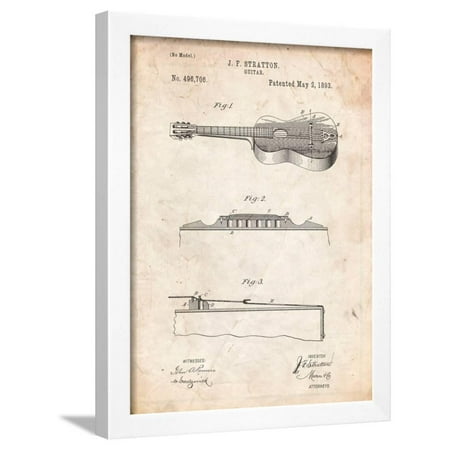 Stratton and Son Acoustic Guitar Patent Framed Print Wall Art By Cole (Cole And Son Woods Wallpaper Best Price)