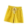 thumbnail image 1 of FNFYFH Clearance Womens Active Loose Fit Solid Color Summer Athletic Shorts Quick Dry Sport Shorts，Yellow, 1 of 5