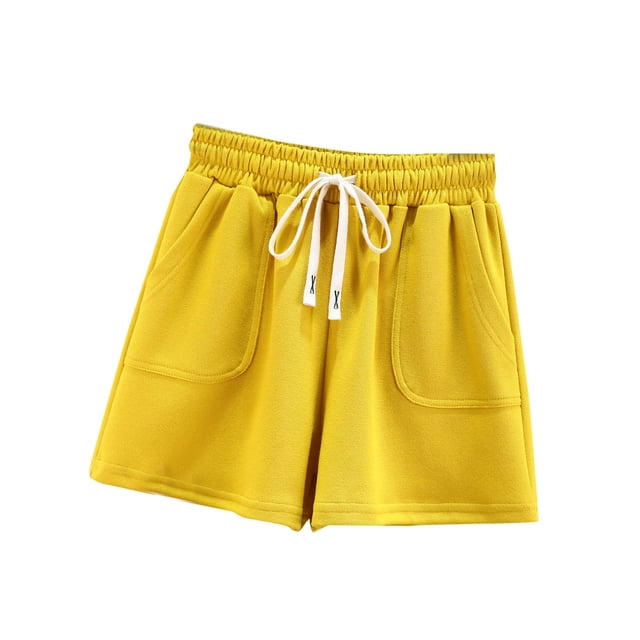 FNFYFH Clearance Womens Active Loose Fit Solid Color Summer Athletic Shorts Quick Dry Sport Shorts,Yellow